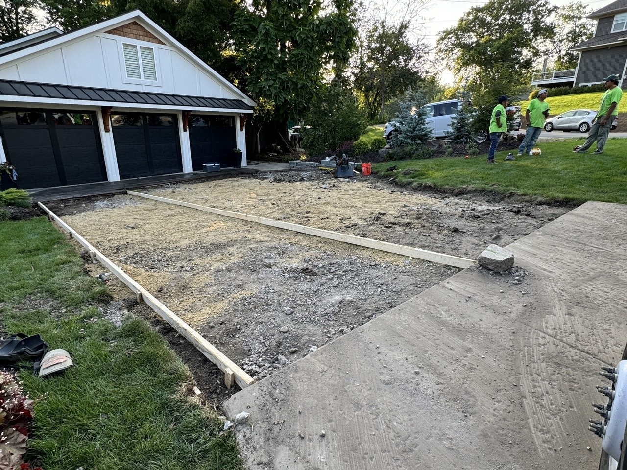 Concrete driveway torn up before replacement